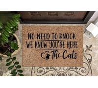 Felpudo Entrada casa No Hace Falta Llamar, Sabemos Que estás aquí. El Felpudo de los Gatos
