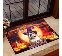 Felpudo Entrada casa No te Preocupes por la Bruja, Cuidado con el Bulldog, Felpudo de Calabaza