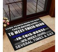 Felpudo Entrada casa Nos encontramos con la policía Varias Veces al día. Felpudo Divertido para Interiores y Exteriores.