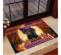 Felpudo Entrada casa Nunca la Bruja, ¡Cuidado con el Perro Salchicha! Felpudo Divertido de Halloween