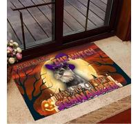 Felpudo Entrada casa Nunca la Bruja, ¡Cuidado con el Schnauzer! Felpudo Divertido de Halloween