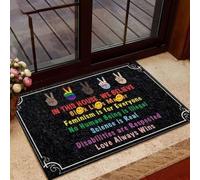 Felpudo Entrada casa Orgullo LGBT - En Esta casa Creemos Que ningún ser Humano es Ilegal. La Ciencia es Real. Felpudo
