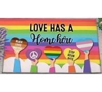 Felpudo Entrada casa Orgullo LGBT - Felpudo arcoíris con el Mensaje Aquí el Amor Tiene un hogar