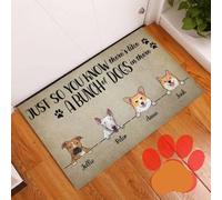 Felpudo Entrada casa para Que lo sepas, Hay un montón de Perros ahí Dentro. Felpudo Personalizado con Base de Goma.