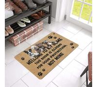 Felpudo Entrada casa para tu protección, no la mía. Felpudo de Bienvenida Pitbull de fácil Limpieza.