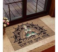 Felpudo Entrada casa ¡Pasa, Nosotros Nos encargamos! Tapete de Entrada Estampado con aceites Esenciales y Yoga