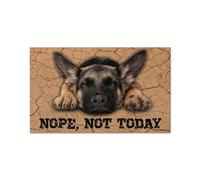 Felpudo Entrada casa Pastor alemán. No, Hoy no. Felpudo Gracioso.