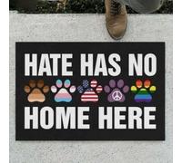Felpudo Entrada casa Patas de Perro. El Odio no Tiene Cabida aquí. Igualdad. Derechos Humanos. Bandera Estadounidense. LGBT. Feminismo. Felpudo Negro de Terciopelo Suave y Duradero.