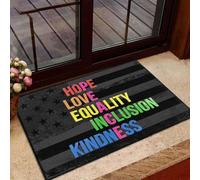 Felpudo Entrada casa Paz - Esperanza - Amor - Igualdad - Inclusión - Bondad. Felpudo de Bienvenida fácil de Limpiar.