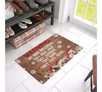 Felpudo Entrada casa Perro - Advertencia: Viven aquí. Felpudo de Bienvenida de fácil Limpieza.