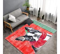 Felpudo Entrada Casa Perro Negro Rojo Alfombra Salon Lavable Felpudo Exterior Poliéster Alfombra Entrada Casa Suave Alfombras de Salon Antideslizante Alfombras de Habitacion 80x120cm