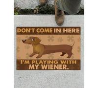 Felpudo Entrada casa ¡Perro Salchicha! No entres, Estoy Jugando con mi Felpudo con Forma de Salchicha.