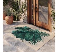 Felpudo Entrada Casa Plantas Tropicales 90x150cm Antideslizante | Alfombra Entrada Monstera Deliciosa Hoja Palma, Lavable, Absorbente, Fino, Resistente a las Manchas para Porche, Pasillo, Cocina