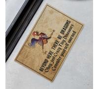 Felpudo Entrada casa Pollo Más Allá Aquí Hay Dragones Vale, Solo Unos Dinosaurios Pequeños y Locos Considérate Advertido Felpudo