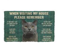 Felpudo Entrada casa por Favor, Recuerda Las Normas de la casa de Chartreux Cats. Felpudo Personalizado.