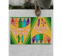 Felpudo Entrada casa Profesor, bienvenidos a Nuestra Clase. Clase terminada. Caja de crayones. Felpudo Divertido para Interiores y Exteriores.