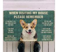 Felpudo Entrada casa Recuerda Las Reglas de la casa Corgi. Felpudo Divertido para Interiores y Exteriores.