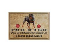 Felpudo Entrada casa Rottweiler - Más allá de aquí Hay Dragones Felpudo