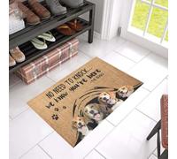 Felpudo Entrada casa Sabemos Que estás aquí. Felpudo con Estampado de Beagle Adorable. Decoración para el hogar.
