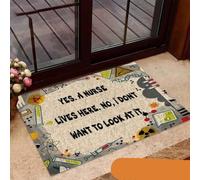 Felpudo Entrada casa Sí, aquí Vive una Enfermera. No, no Quiero Verlo. Felpudo.