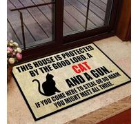 Felpudo Entrada casa Si vienes aquí a Robar o Hacer daño, podrías encontrarte con los Tres Gatos.