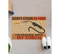 Felpudo Entrada casa Soldador. No entres, Estoy Jugando. Felpudo Vintage Divertido para Interiores y Exteriores.