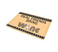 Felpudo Entrada casa Tapete con la Imagen de Corgi: Amigos de Verdad traen Vino