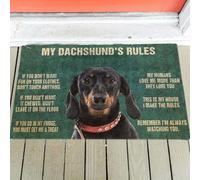 Felpudo Entrada casa Tapete con Las Reglas de mi Perro Salchicha