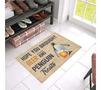 Felpudo Entrada casa Tapete Estampado Espero Que hayas traído Cerveza y golosinas de pingüinos