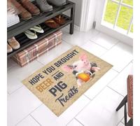 Felpudo Entrada casa Tapete Impreso Espero Que hayas traído Cerveza y golosinas para Cerdos