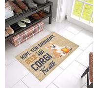 Felpudo Entrada casa Tapete Impreso Espero Que hayas traído Cerveza y golosinas para Corgis