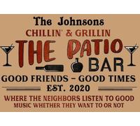 Felpudo Entrada casa Tapete Personalizado para Interiores y Exteriores: Chillin Grillin The Patio Good Friend Good Time Funny.