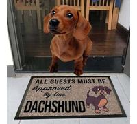 Felpudo Entrada casa Todos los huéspedes Deben ser aprobados por Nuestro Felpudo de Bienvenida fácil de Limpiar con Forma de Perro Salchicha.