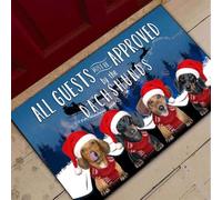 Felpudo Entrada casa Todos los Invitados Deben ser aprobados por el Felpudo navideño Divertido de los Perros Salchicha