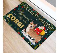 Felpudo Entrada casa Todos los Invitados Deben ser aprobados por Nuestro Divertido Felpudo navideño con Forma de Corgi.