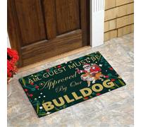 Felpudo Entrada casa Todos los Invitados Deben ser aprobados por Nuestro Divertido Felpudo navideño con Forma de Bulldog.
