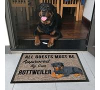 Felpudo Entrada casa Todos los Invitados Deben ser aprobados por Nuestro Felpudo con Forma de Perro Rottweiler.