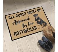 Felpudo Entrada casa Todos los Invitados Deben ser aprobados por Nuestro - Felpudo para Interiores y Exteriores con diseño de Perro Rottweiler