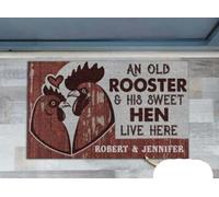 Felpudo Entrada casa Un Viejo Gallo y su Dulce gallina Viven aquí (Felpudo)