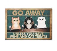 Felpudo Entrada casa Vete a Menos Que tengas Vino y golosinas para Gatos. Felpudo Gracioso con un Gato Adorable.