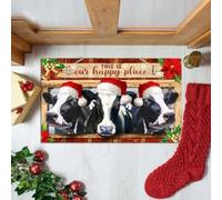 Felpudo Entrada casa Vida de Granja de Vacas y novillas. Feliz Navidad. Granja de Ganado. Nuestro Lugar Feliz. Felpudo de Productos lácteos.