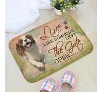 Felpudo Entrada casa Vive como si Alguien hubiera dejado la Puerta Abierta. Felpudo Cavalier King Charles Spaniel.