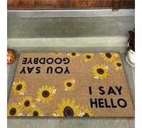 Felpudo Entrada casa Yo Digo Hola, tú Dices adiós. Lindo tapete de Bienvenida con Girasol, fácil de Limpiar.