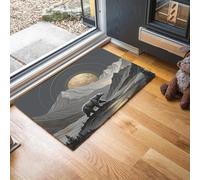 Felpudo Entrada Gris, Absorbente Alfombra Entrada 40X60Cm,Arte Fantasía Misterioso Suave Alfombra Lavable Antideslizante,Patrones De Osos Pardos En Montañas Nevadas A La Luz De La Luna Pasillo Tapete