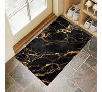 Felpudo Entrada Negro Carbón, Absorbente Alfombra Entrada 80 X 120 Cm,Textura De Mármol Negro Suave Alfombra Lavable Antideslizante,Lujoso Patrón Craquelado Dorado Pasillo Tapete Para Puerta Delantera
