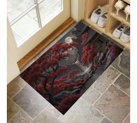 Felpudo Entrada Rojo, Absorbente Alfombra Entrada 80 X 120 Cm,Jardines Clásicos Suave Alfombra Lavable Antideslizante,Láminas De Manglares Montañas Cascadas Pasillo Tapete Para Puerta Delantera