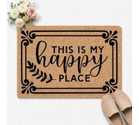 Felpudo Este Es Mi Lugar Feliz Antideslizante De Entrada 40X60Cm | Felpudo Absorbente Resistente Felpudos Para Balcón Terraza Pasillo Felpudo De Entrada