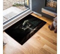 Felpudo Estilo Surrealista 40 x 60 cm, Alfombra de Entrada Marco De Fotos De Tiburón para Interiores y Exteriores, Tapete Antideslizante Fácil de Limpiar, Decoración - Negro