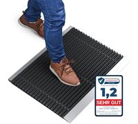 Felpudo exterior de aluminio con cepillos, color negro, felpudo que atrapa la suciedad de 50 x 80 cm alfombra de aluminio, rascador de zapatos para la entrada de la casa, felpudo exterior con cepillos
