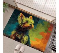 Felpudo Exterior e Interior, 40x60cm Alfombra Entrada Yorkshire Terrier Antideslizante Felpudo Lindos Retratos De Animales Lavable, fácil de Limpiar para Puerta de casa, balcón, jardín, Verde Salvia